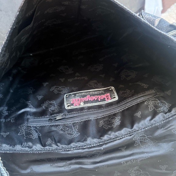 Vintage Betseyville Glitter Varsity Messenger Bag